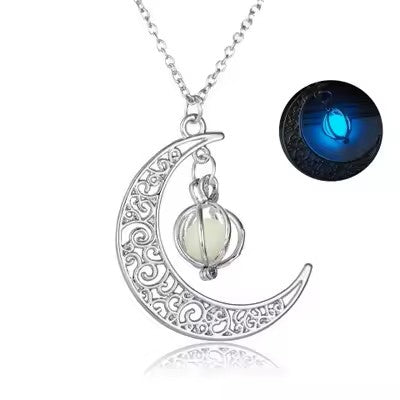 Glow in the dark Moon Pendant necklace