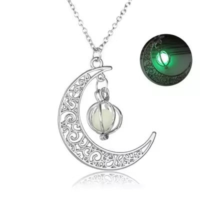 Glow in the dark Moon Pendant necklace