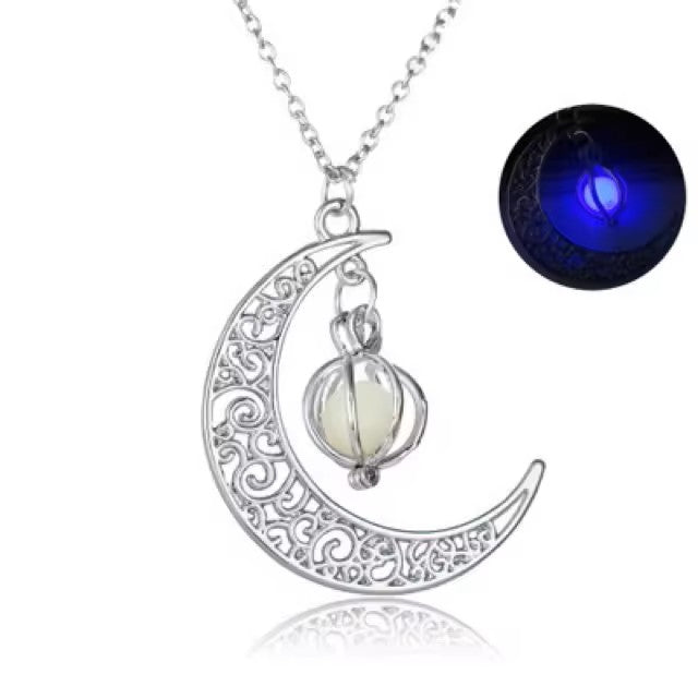 Glow in the dark Moon Pendant necklace