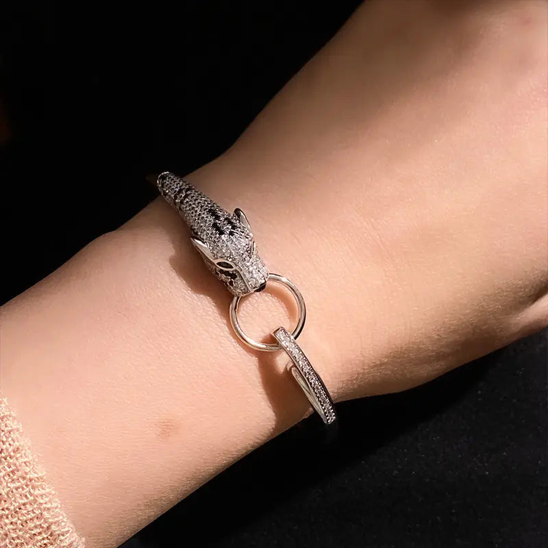 Leopard Crystal Cuff Bracelet