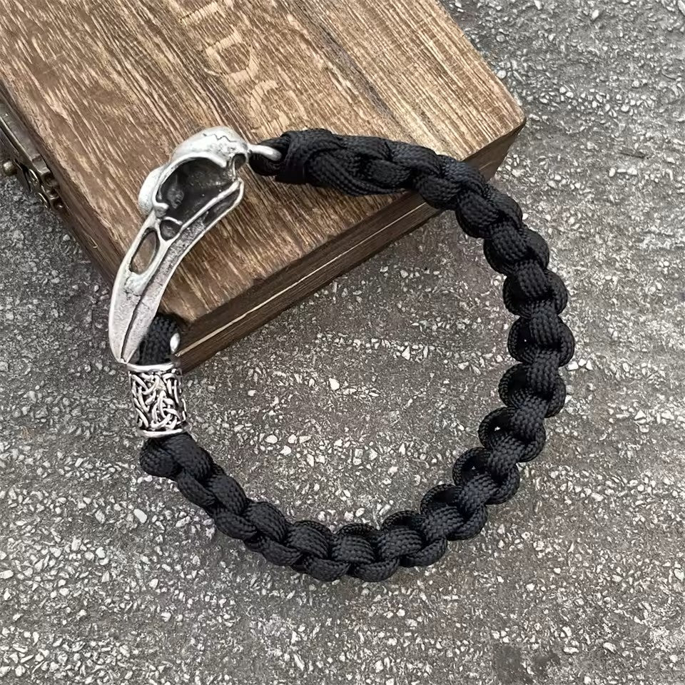 Raven Skull Rope Bracelet