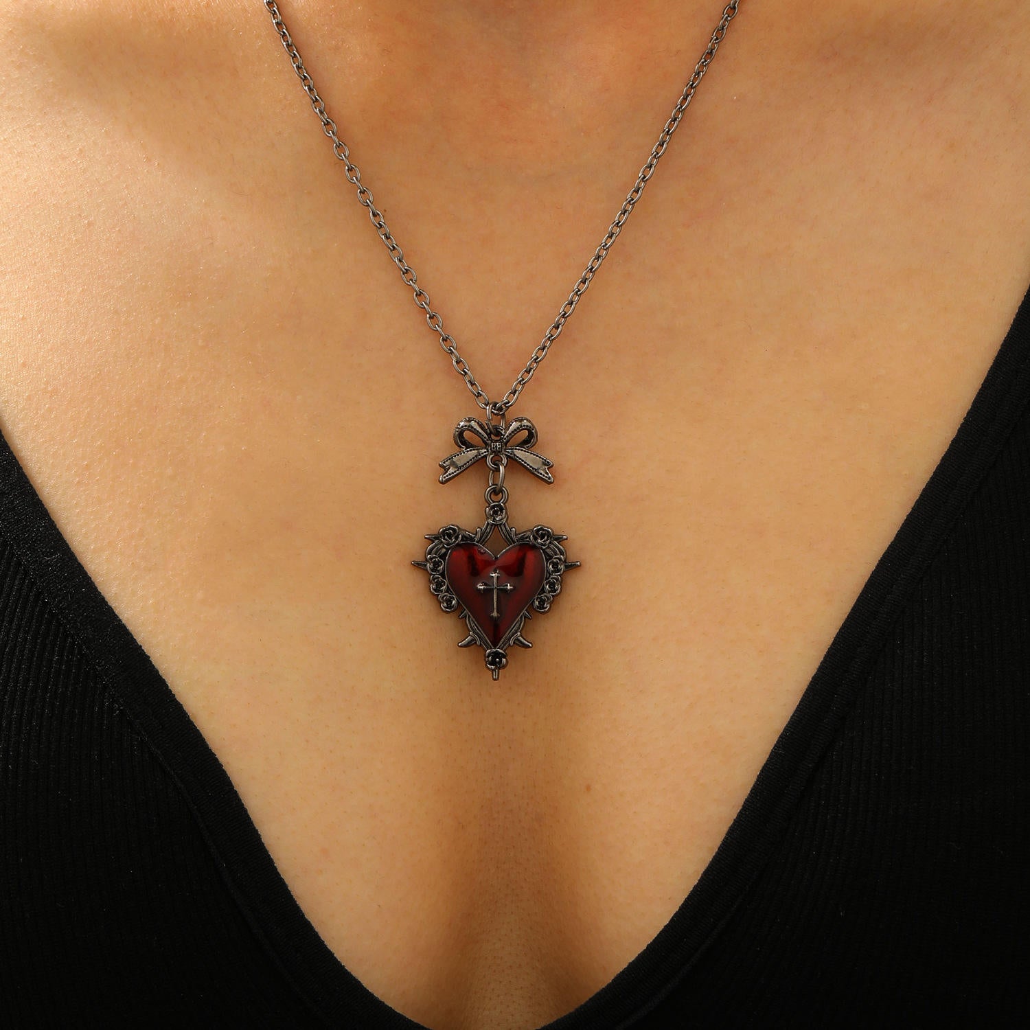 Goth Punk Heart Necklace