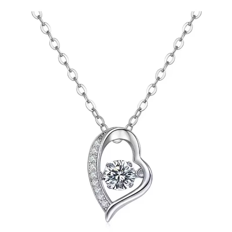 1/2 CT Moissanite Heart Necklace GRA Certified