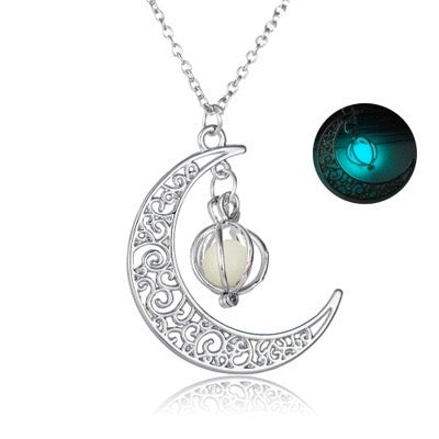 Glow in the dark Moon Pendant necklace