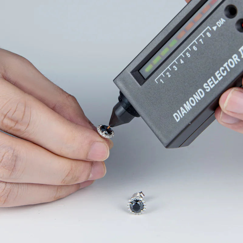 Black Moissanite Earrings with halo setting