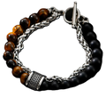 Tiger Eye Bead Bracelet with Chain