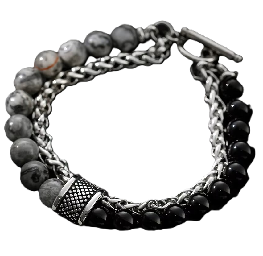 Tiger Eye Bead Bracelet with Chain