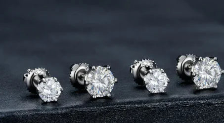 Six-Claw Moissanite Stud Earrings