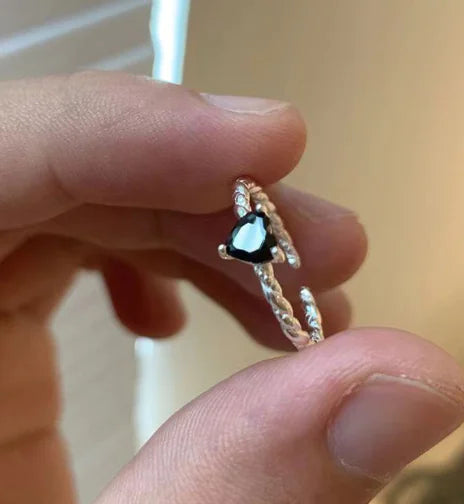 Black Zirconia Love Twist Ring